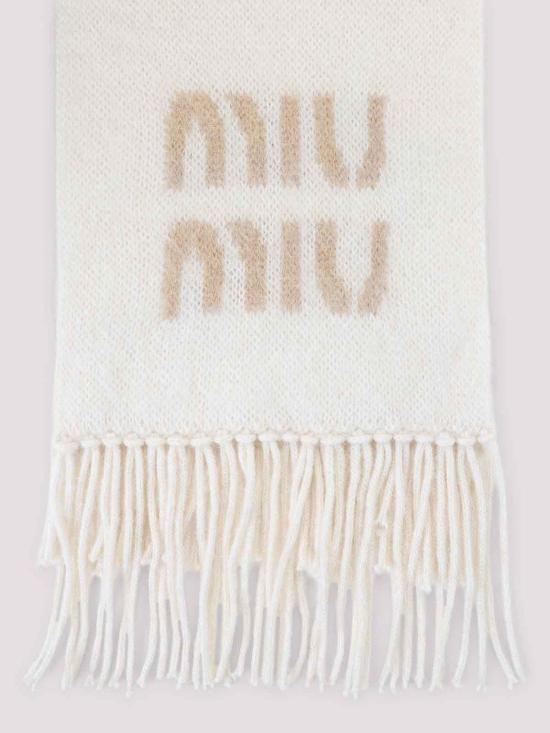 26FW 미우미우 울 모헤어 머플러 5FS0622CQDF0009 WHITE - MIU MIU