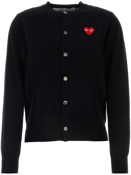 26FW 꼼데가르송 플레이 레드 하트 니트 가디건 AXN007 1 BLACK