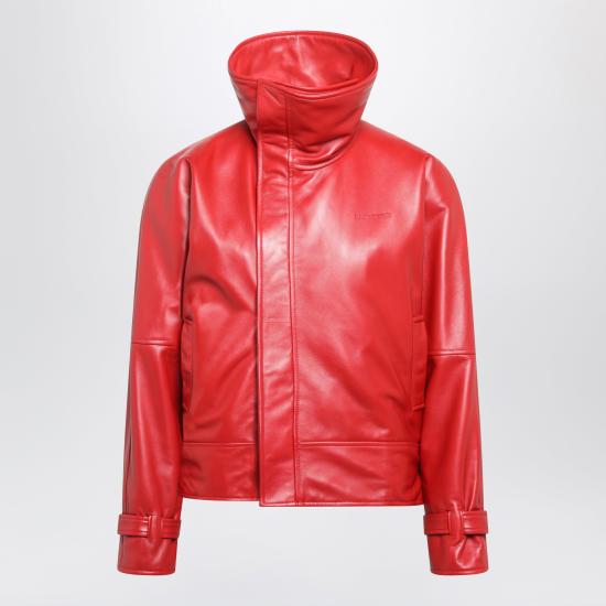 26FW 발렌시아가 가죽 라운드 봄버 재킷 A009FDTUS11 Red