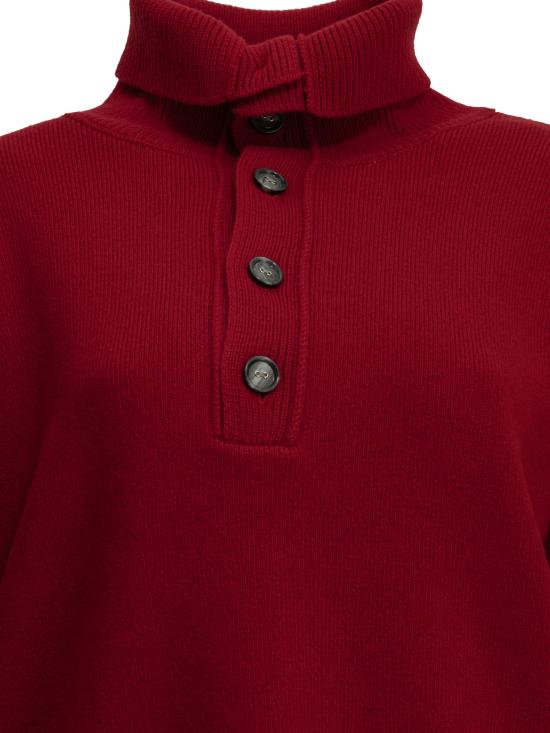 26FW 아미 브라운 하이 버튼 칼라 울 스웨터 UKS885KN0192A186 RED - AMI