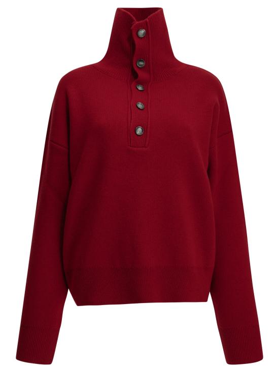 26FW 아미 브라운 하이 버튼 칼라 울 스웨터 UKS885KN0192A186 RED
