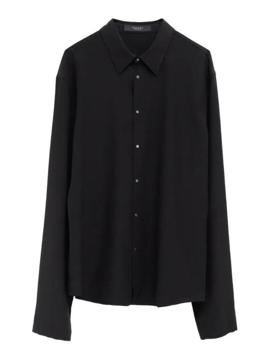 26FW 구찌 웹 디테일 코튼 팝린 셔츠 웹 디테일 코튼 팝린 셔츠 874067ZAU8N1000 BLACK