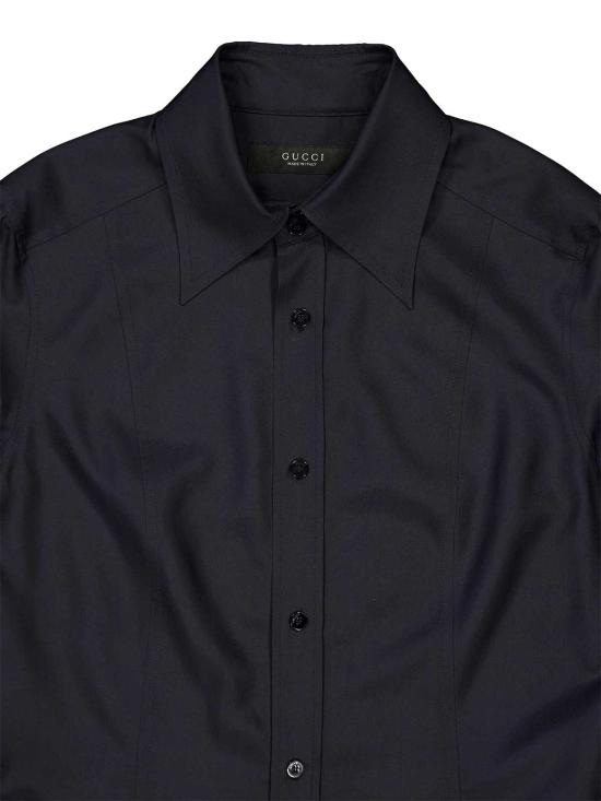 26FW 구찌 실크 포플린 셔츠 실크 포플린 셔츠 A007YMZAVRW4440 BLUE - GUCCI