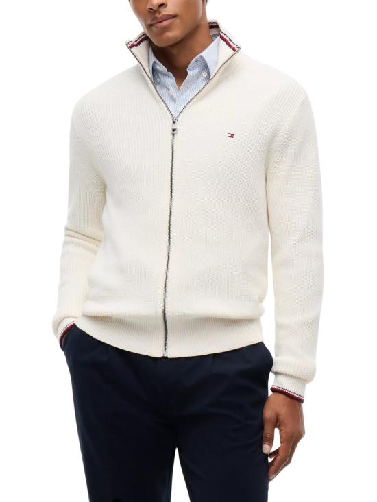 26FW 타미힐피거 집업 니트 MW0MW41517 Z00 WHITE - TOMMY HILFIGER