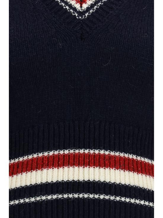 26FW 톰브라운 도니골 RWB 스트라이프 헥터 포인텔 베스트 FKV233AY1506415 NAVY - THOM BROWNE