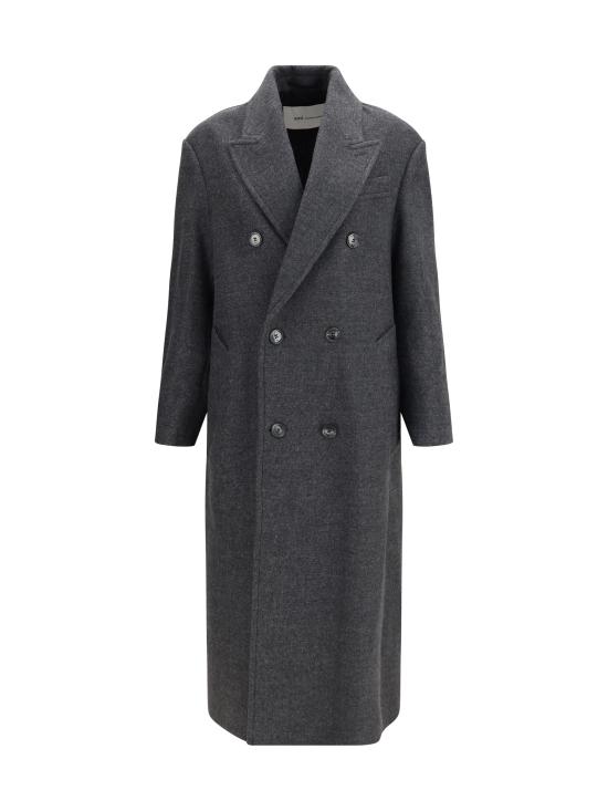 26FW 아미 울 더블 브레스트 롱 코트 FCO458WV0078A189 GRIS CARBONE