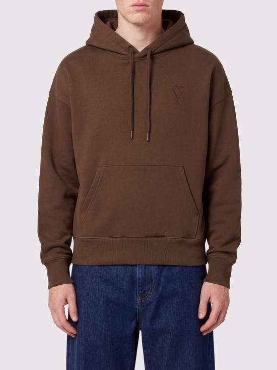 26FW 아미 코튼 드 하트 후드 USW756749 2221 Brown