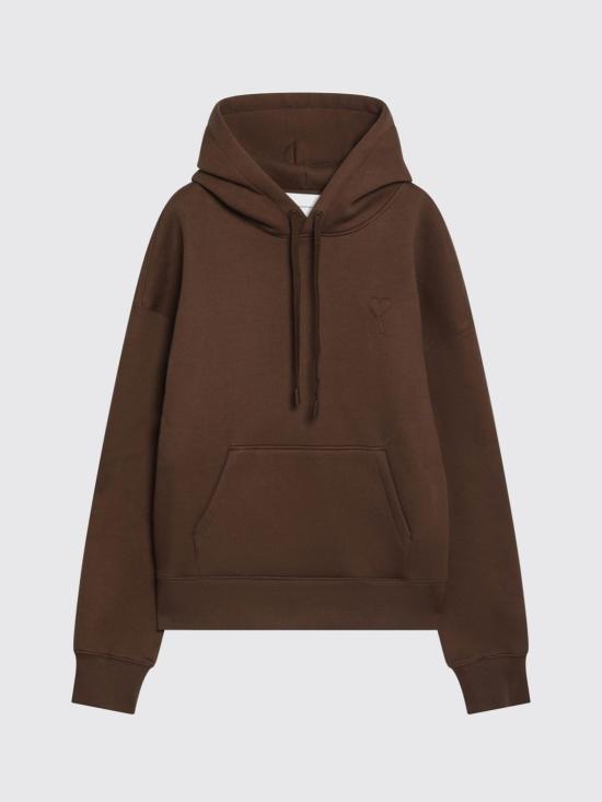 26FW 아미 코튼 드 하트 후드 USW756749 2221 Brown - AMI