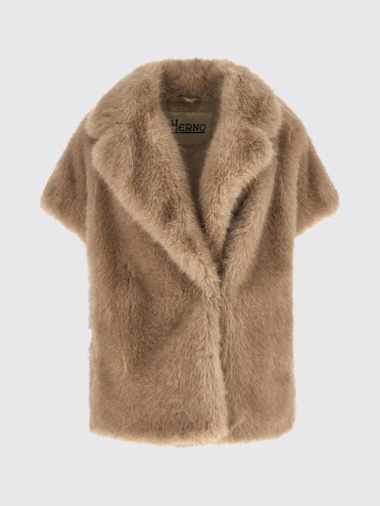 26FW 에르노 롱 헤어 퍼 터치 베스트 롱 헤어 퍼 터치 베스트 GC000607D12908 1985 Beige - HERNO