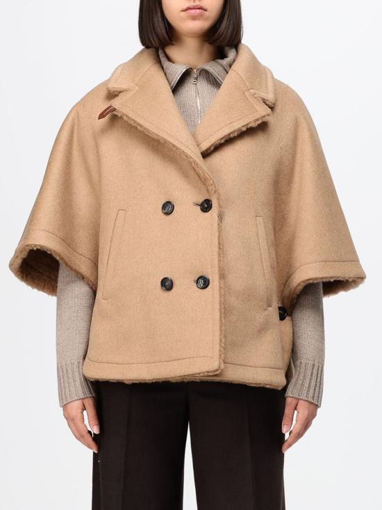 26FW 막스마라 더블 브레스트 리버시블 카멜 헤어 케이프 코트 2624736022600 001 Camel