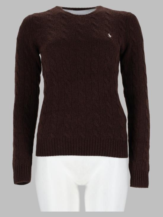 26FW 폴로 랄프로렌 폴로 자수 케이블 니트 스웨터 211971865 507CEDARHEATHER BROWN