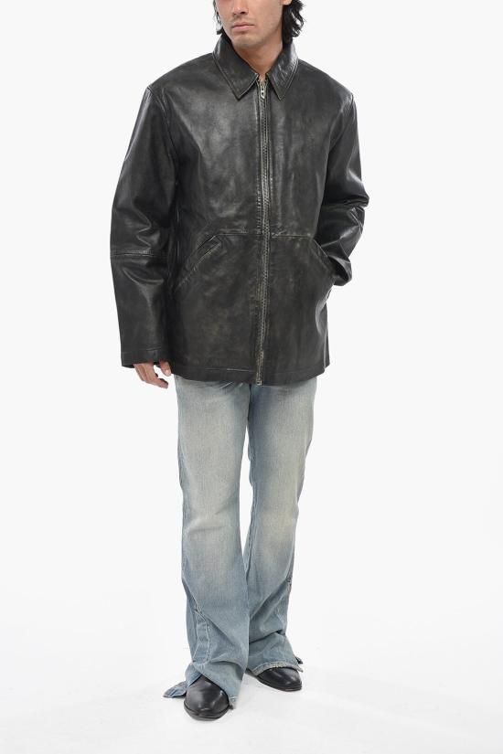  디젤 가죽 자켓 A12245 0KLAV 9XX Black - DIESEL