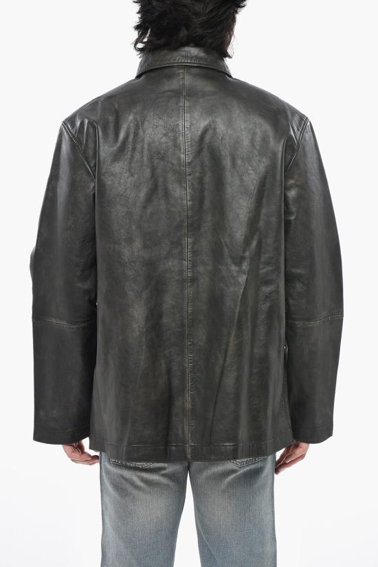  디젤 가죽 자켓 A12245 0KLAV 9XX Black - DIESEL