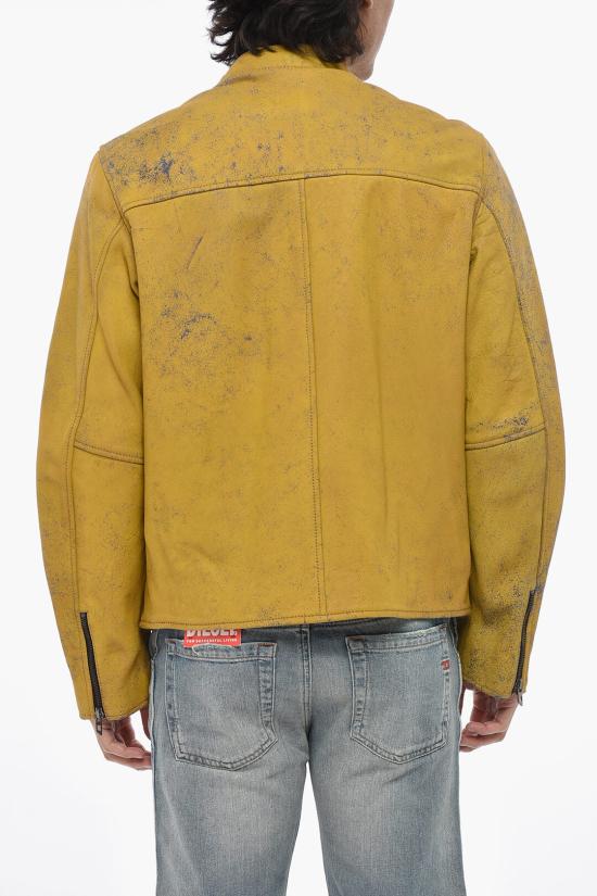  디젤 가죽 자켓 A19350 0AJFV 5AY Yellow - DIESEL