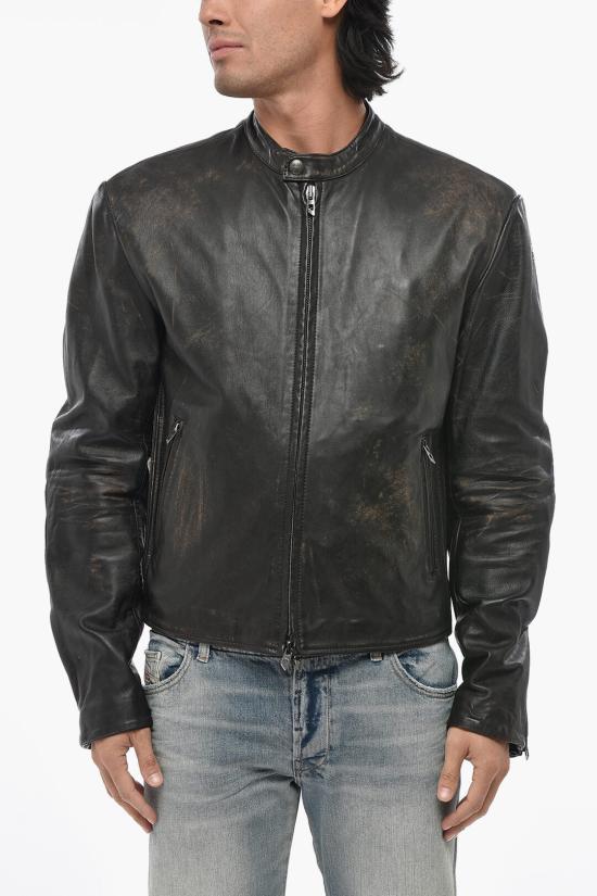  디젤 가죽 자켓 A19352 0LIBX 7DD Black