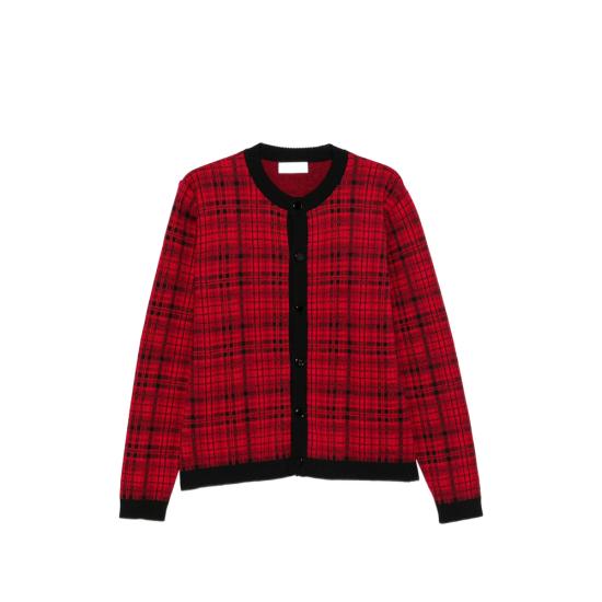 26FW 어니스트 더블유 베이커 가디건 KN197 EM79 TARTA RED BLACK