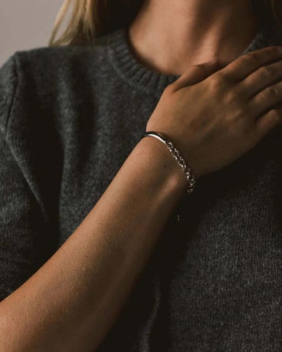  데어 스튜디오 팔찌 Their Studios Noah Solid + Link Bracelet Silver - THEIR STUDIOS