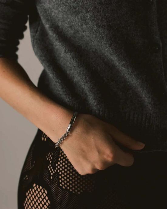  데어 스튜디오 팔찌 Their Studios Noah Solid + Link Bracelet Silver - THEIR STUDIOS