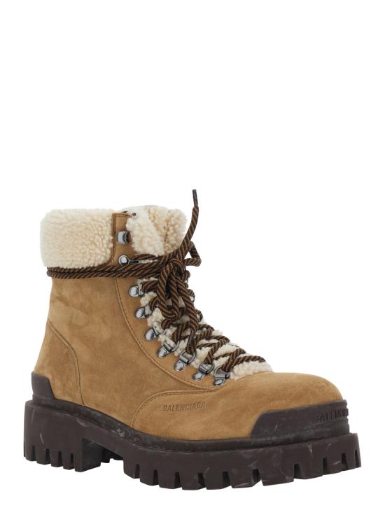 26FW 발렌시아가 컴뱃 스트라이크 스웨이드 시어링 윈터 부츠 A006QFWCG822290 Brown