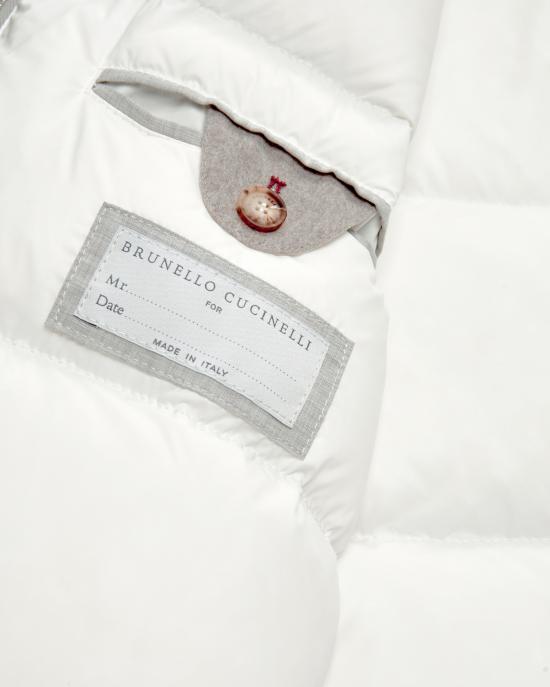 26FW 브루넬로 쿠치넬리 본디드 울 플란넬 탈부착 후드 다운 자켓 MM4701606 CAY85 GREY DOM - BRUNELLO CUCINELLI