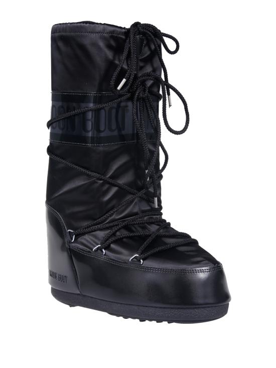 26FW 문부츠 아이콘 글랜스 플래티넘 새틴 부츠 80D1401680 N001 BLACK - MOON BOOT