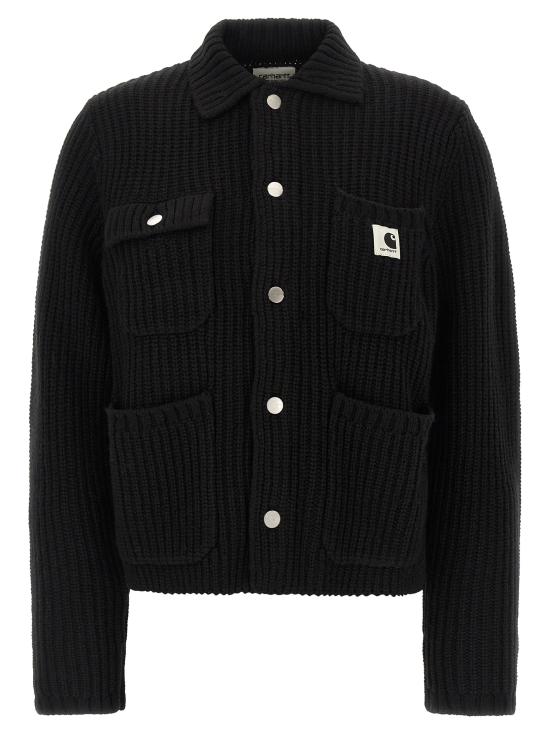 26FW 칼하트 WIP 로고 패치 골지 가디건 I035379 89XX BLACK DOM