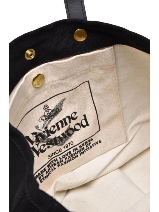 25FW 비비안웨스트우드 토트백 검정색 유틸리티 엠블럼 클립 잠금 파이버 - VIVIENNE WESTWOOD