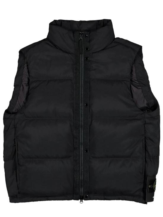 26FW 스톤 아일랜드 매트 립스탑 코듀라 어드밴스드 패브릭스 집 포켓 라이트웨이트 다운 베스트 L2S15G100004 S0483 V0029 BLACK