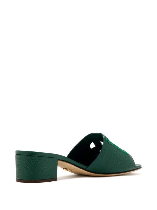 26FW 돌체앤가바나 스웨이드 라인스톤 도핀 카프스킨 뮬 CR1938A0217 8S353 VERDE SCURO - DOLCE & GABBANA