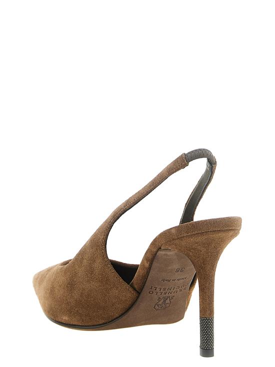 26FW 브루넬로 쿠치넬리 모닐리 스웨이드 슬링백 힐 MZSFC3256PC9773 Brown - BRUNELLO CUCINELLI
