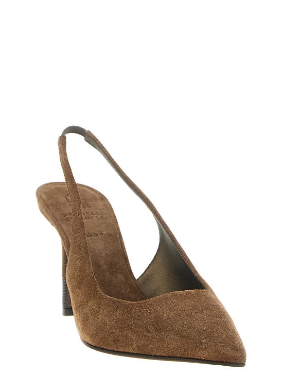 26FW 브루넬로 쿠치넬리 모닐리 스웨이드 슬링백 힐 MZSFC3256PC9773 Brown - BRUNELLO CUCINELLI