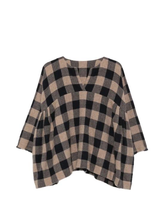 26FW 다니엘라 그레지스 셔츠 CA45BA QUADRO 5 CM BLU SCURO NATURALE BROWN