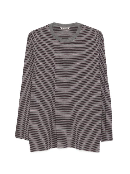26FW 오라리 긴팔 티셔츠 A26AP01BT GRAY STRIPE DOM