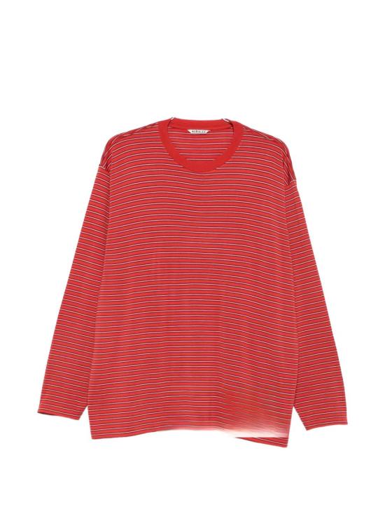 26FW 오라리 긴팔 티셔츠 A26AP01BT RED STRIPE DOM