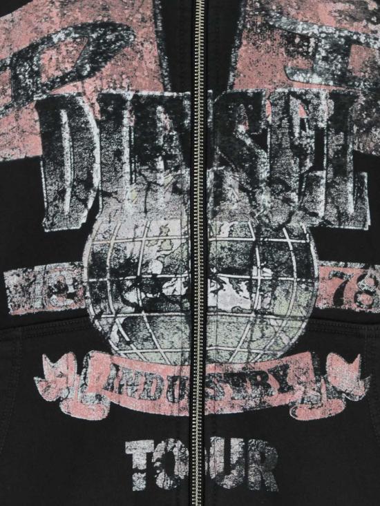 26FW 디젤 투어 그래픽 페이디드 후드 집업 A264790DFBM 900 Black - DIESEL
