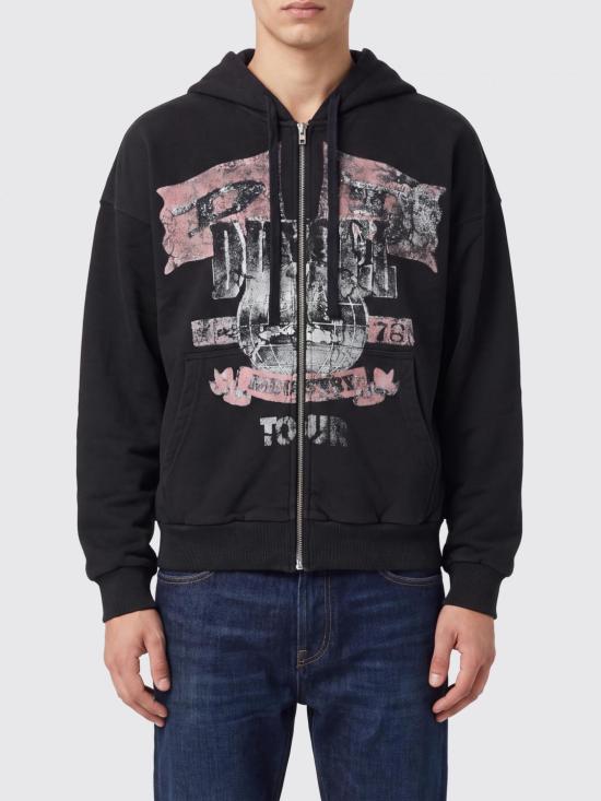 26FW 디젤 투어 그래픽 페이디드 후드 집업 A264790DFBM 900 Black