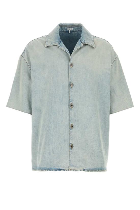 26FW 로에베 애너그램 쇼트 슬리브 셔츠 H526Y1DW30 WASHEDBLUE