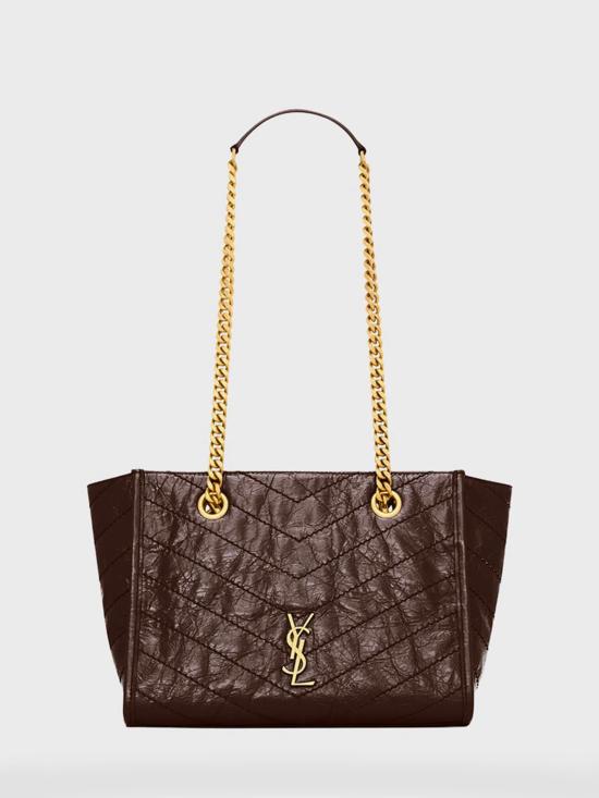 26FW 생로랑 니키 스몰 쇼핑백 8726800EN07 2877 BROWN
