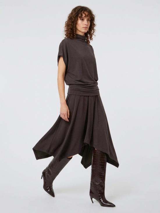 26FW 르메르 비대칭 드레이프 웨이스트 드레스 DR1179LYLJ1086 BR532 BROWN - LEMAIRE