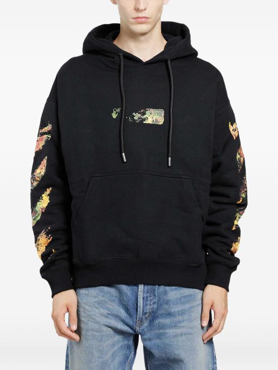 26FW 오프화이트 후드 티셔츠 OMBB085F26FLE004 001 BLACK