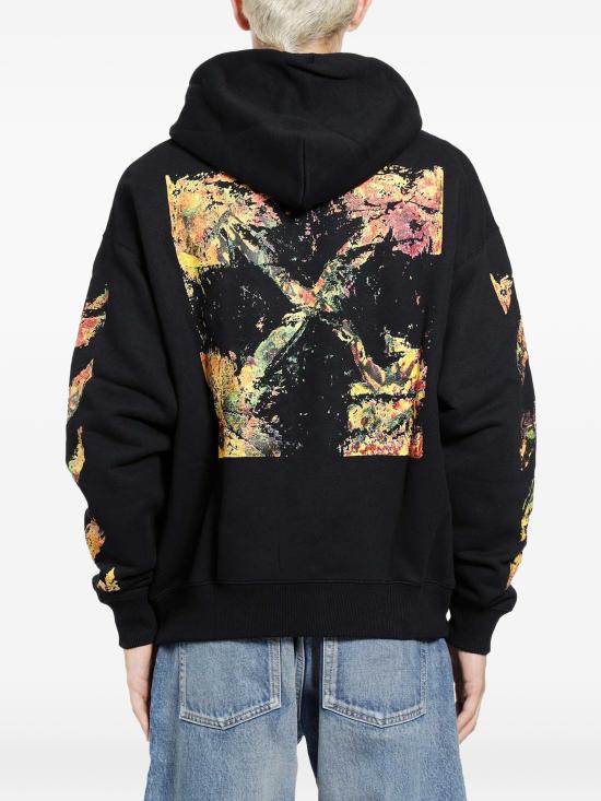 26FW 오프화이트 후드 티셔츠 OMBB085F26FLE004 001 BLACK - OFF WHITE