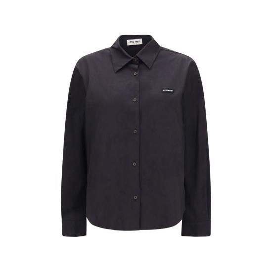 26FW 미우미우 플리츠 핀턱 포플린 셔츠 MIMK2061SOOO6472F0002BB BLACK