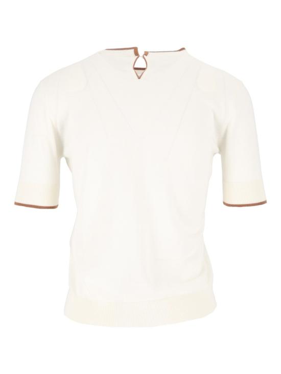 26FW 막스마라 콘트라스트 트리밍 실크 울 니트 2626366081600 White - MAX MARA