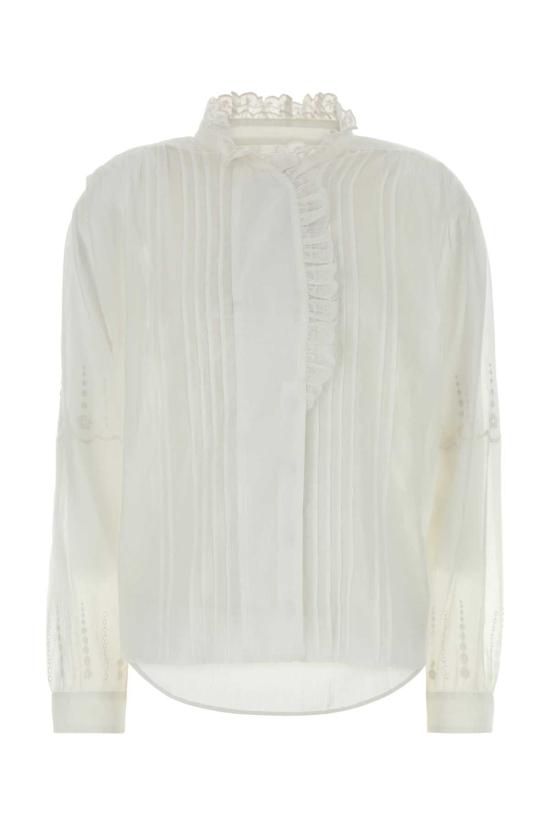 26FW 이자벨마랑에뚜왈 레오타 코튼 보일 블라우스 탑 HT0918FAD3J10E 20WH WHITE