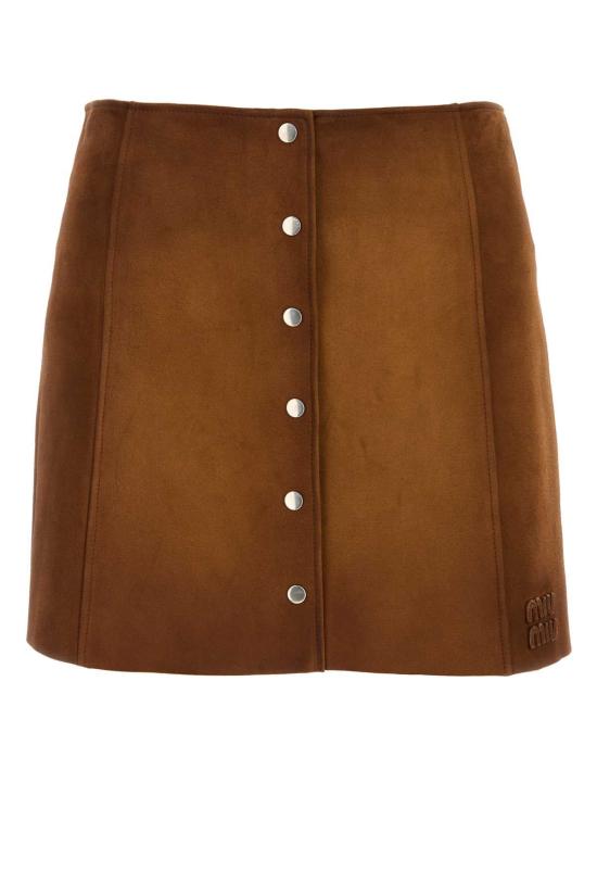 26FW 미우미우 스웨이드 버튼업 미니 스커트 MPD859SOOO19QL F0046 BROWN