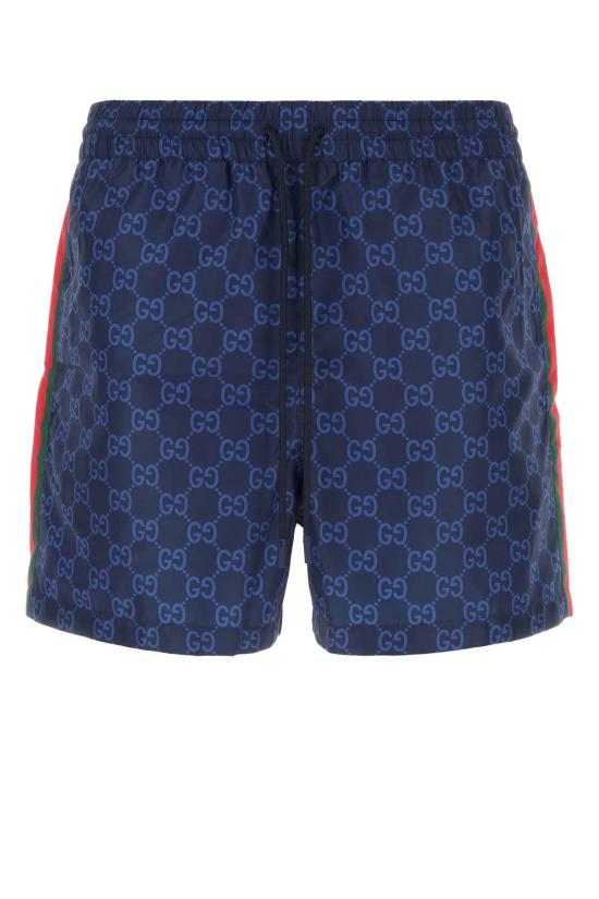 26FW 구찌 프린트 포플린 테크 스윔 쇼츠 815602XHAJ3 4735 NAVY