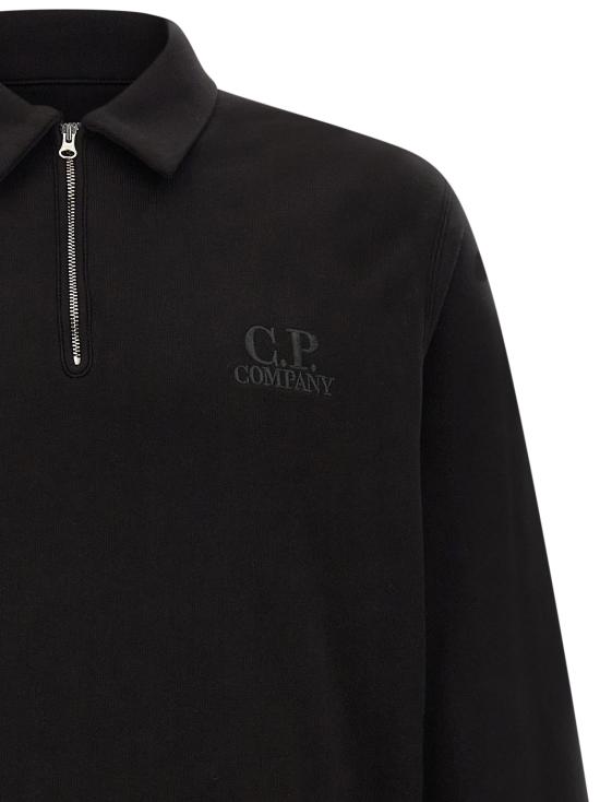 26FW 씨피 컴퍼니 다이애그널 레이즈드 플리스 폴로 셔츠 21CMSS026A 005086W 999 BLACK DOM - C.P. COMPANY