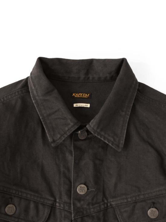  캐피탈 데님 자켓 Kapital 14oz 블랙 X 블랙 데님 웨스턴 레귤러 재킷 - KAPITAL