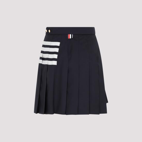 26FW 톰브라운 플레인 위브 미니 플리츠 4바 스커트 FGC402V 06146 415 NAVY - THOM BROWNE