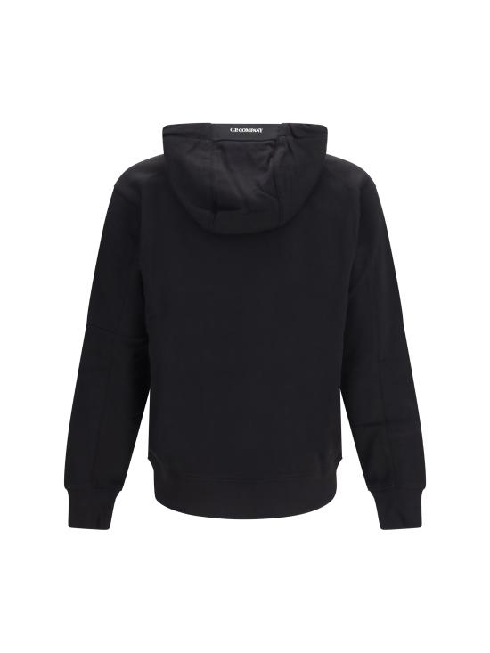 26FW 씨피 컴퍼니 다이애그널 레이즈드 플리스 렌즈 후드 티셔츠 RCCMSS714M005086W 999 BLACK - C.P. COMPANY